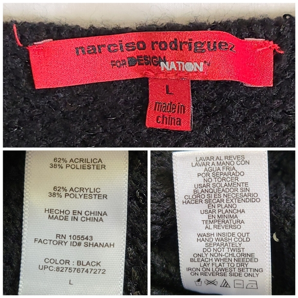 FUC Narciso Rodriguez Design Nation Black Sequined Knit Long Sleeve Sweater, L - Picture 14 of 15